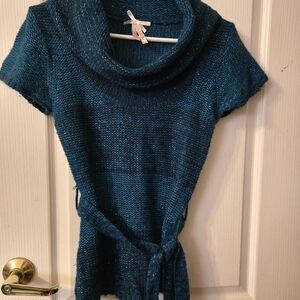 Teal Cowl Neck Sweater